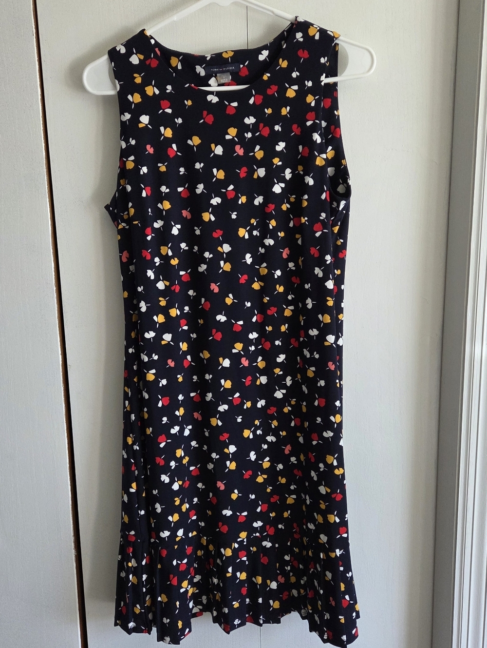 Tommy Hilfiger Navy Sleeveless Dress with Red, Yellow & White Floral Accents
